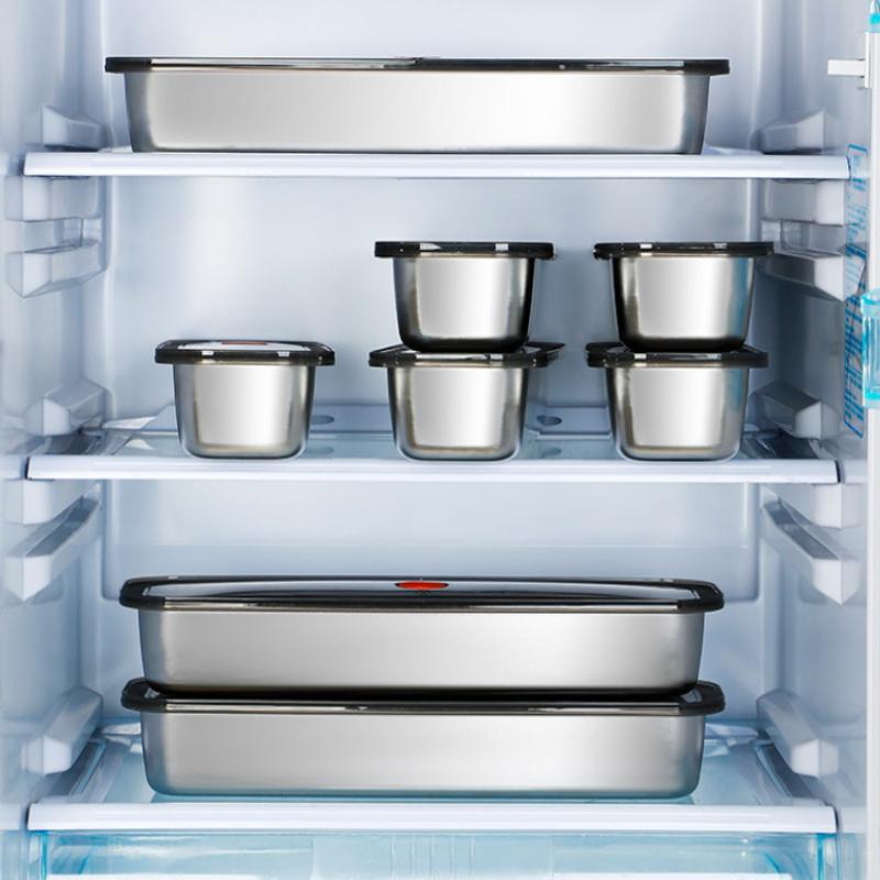 Поднос для бекона из нержавеющей стали 201 с крышкой, подходит для фруктов, овощей и мяса, для уборки кухни и хранения в холодильнике