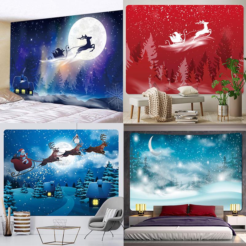 Рождественский Лось Домашний Декор Гобелен Фон Психоделическая Сцена Богемная Комната Настенный Гобелен