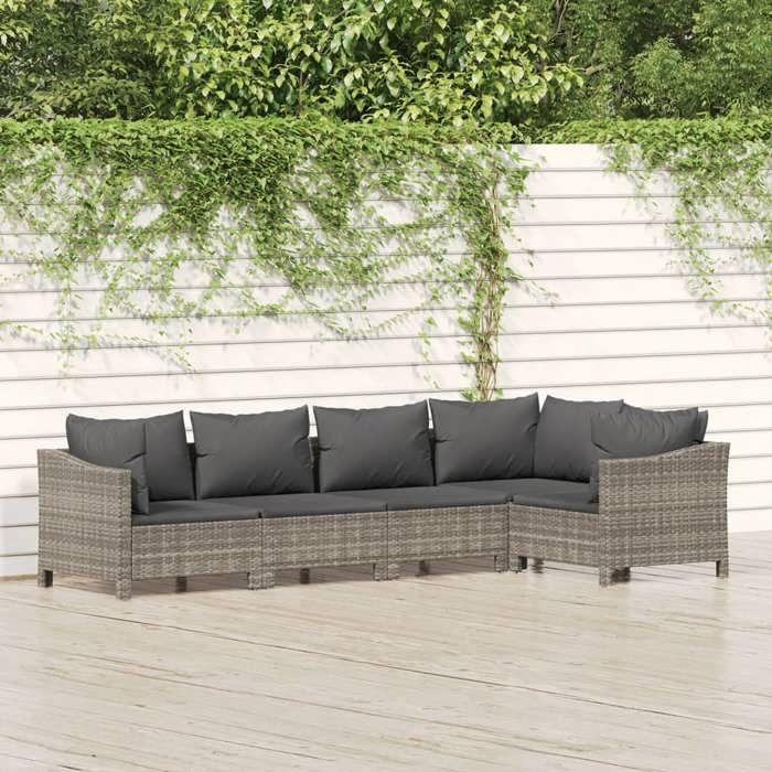 VidaXL Garden Lounge Set with Cushions 5 Pcs, Patio Furniture Set, Outdoor Furniture, Patio Sofa, Modern, 3187274