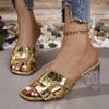 Women Sandals 2024 New Summer New Sandals Thick Heel Open Toe High Heels Rhinestones Designer Luxury Sandals Zapatos De Mujer