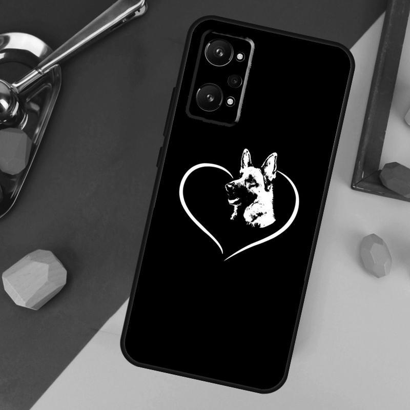 Cartoon German Shepherd Dog Case For Realme C53 C55 C67 C61 C75 C51 C21Y C25S GT 6 6T 5 GT7 Pro 10 11 12 13 14 Pro Plus