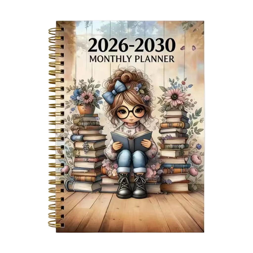 Ежемесячный планировщик на 2026-2030 годы, на спирали, формат А5, ежемесячный органайзер-блокнот с прочной обложкой и достаточным пространством для записей для долгосрочного планирования
