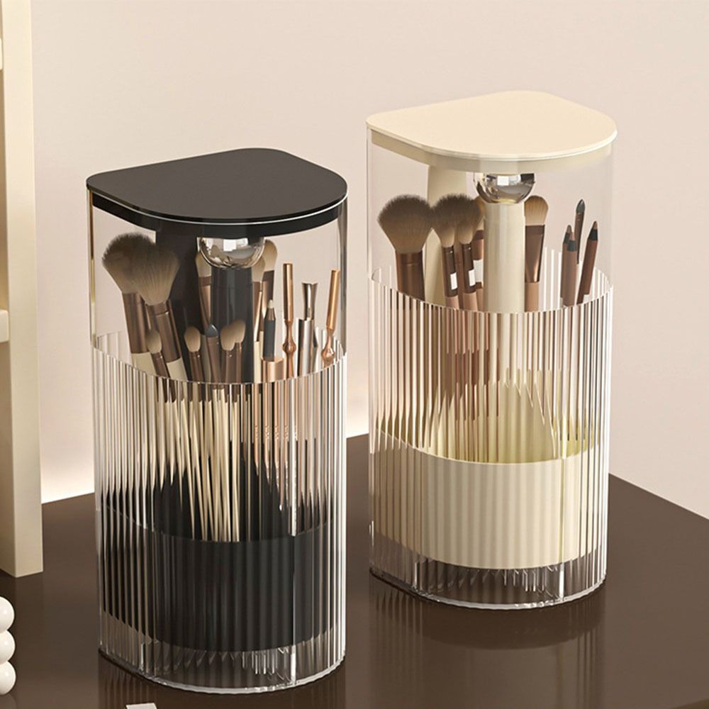 Transparent Automatic Lifting Makeup Brush Holder with Lid Makeup Brush Storage Tube for Brush