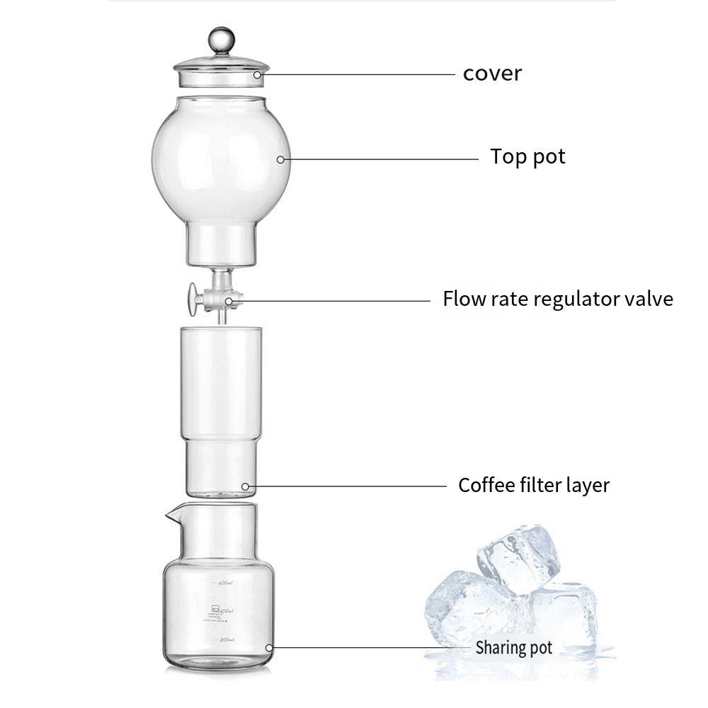 600ml Ice Dripper Coffee Maker Adjustable Water Flow Slow Drip Technology Cold Brew Coffee Machine Portable Reusable