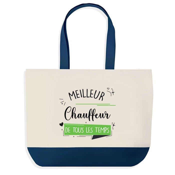 Sac shopping fond bleu Meilleur Chauffeur de tous les temps Collègue Départ Cadeau Anniversaire Noël | Grand Sac Courses Cabas