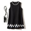 Hepburn's Golden Wind Skimming Small Black Dress! Women's Sequin Glitter 3D Cutting Sleeveless Tank Dress Fall and Winter Dress