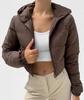 Winter Warm Hooded Jacket Women Cropped Coats Long Sleeve Outerwear Zipper Casual Parkas Padded Coat
