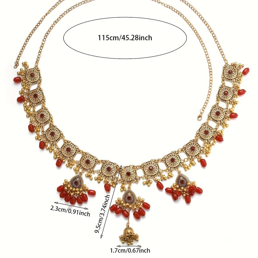 Богемный стиль Экзотическая поясная цепочка, Модный и элегантный дизайн с кисточками и разноцветными деталями, Аксессуары для повседневной носки и сценических выступлений, Персонализированные