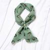Retro Green Floral Small Silk Scarf - Korean Style Women's Versatile Autumn/Spring Accessory, Thin Square for Neck or Headband