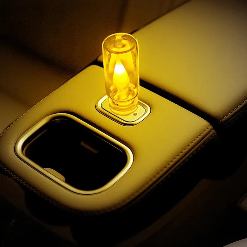 Car Retro 5V LED Bulbs Incandescent Atmosphere Ornament Light Universal USB LED Candle style Rainbow Color Atmosphere Lamp