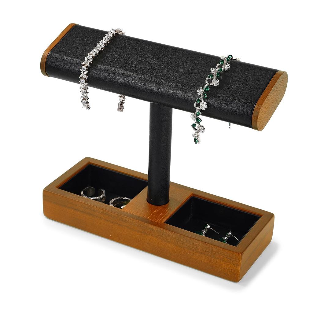 Woodten Solid Wood Watch Display Unisex Jewelry Display Organizer Holder for and Cufflinks Stand, Watches, Bracelets, Rings, (Black)