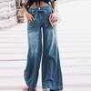 High Waist Jeans Women 2024 Loose Casual Fashion Elegant Denim Wide Leg Pants Washed Blue Elegant 2023 Ladies Trousers