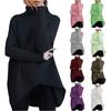 Fashion Women Casual O-Neck Turtleneck Solid Color Long Sleeve Pullover Sweater