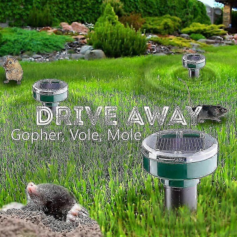 Solar Mole Repeller, 4 Pieces Ultrasonic Pest Repeller - Mole Control With Ip65 Waterproof, Mole Repellent Garden Mole Repeller