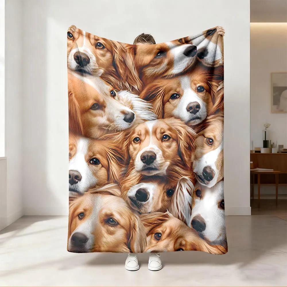 Throw Blanket Cute Golden Retriever Dog Animal Pattern Soft Cozy Bedding Sofa Blankets Pet Lover Birthday Gift Blanket