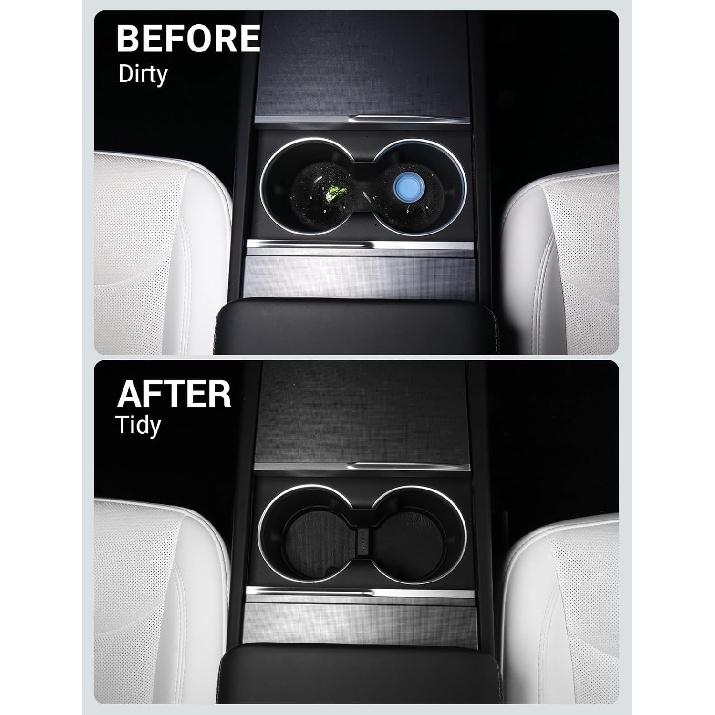 BASENOR Tesla Model Y 2025 2026 Juniper Cup Holder Ert Mat 2024 2025 2026 Tesla Model 3 Highland TPE Center Console Mat For Model Y 3 Interior