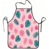1pc Tropical Leaves And Hibiscus Flowers Print Apron, Durable And Easy to Clean, Adjustable Waistband, Polyester Material, for Kitchen Cooking, Garden