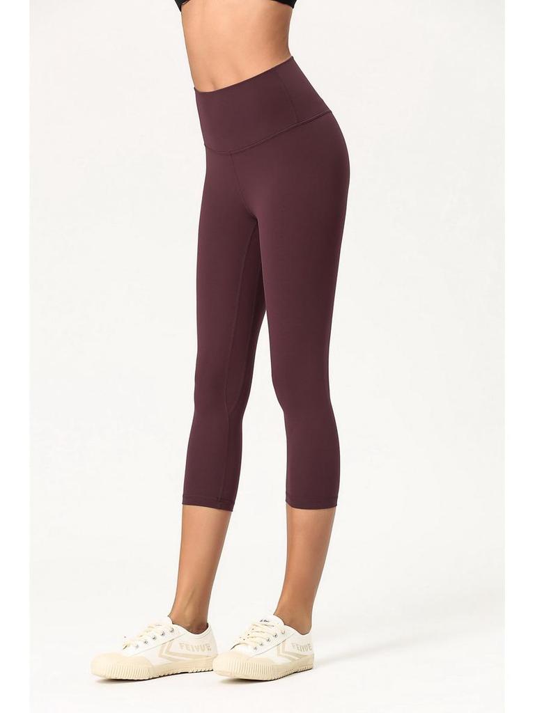 Женские двухсторонние отшлифованные штаны для йоги с высокой талией – телесного цвета, укороченные, облегающие, удобные для европейского и американского стилей