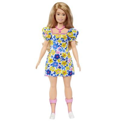 Кукла Barbie Fashionista Желто-синяя с цветами 3 и HJT05 Наряд (Возраст вверх)