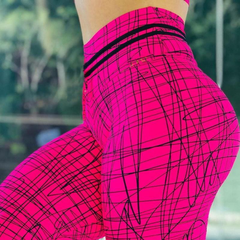 Fashionable Women's Pants with High Waisted Printed Fitness Base and Yoga Pants
