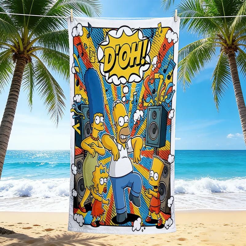 1Pc Simpsons Comic Party Beach Towel, Quick Dry, Multi-Use for Beach Pool Gym Yoga Home Travel, Christmas, Halloween, Xmas Gift S732