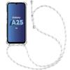 Case - BOOLING - for Samsung Galaxy A25 5G - Shockproof Protection - Transparent Silicone - White Lanyard