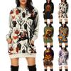 Women's And Winter Hooded Sweatshirt Dress Halloween Print Dress