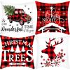 New Christmas Elk Christmas Tree Linen Print Pillow Home Sofa Cushion Cover