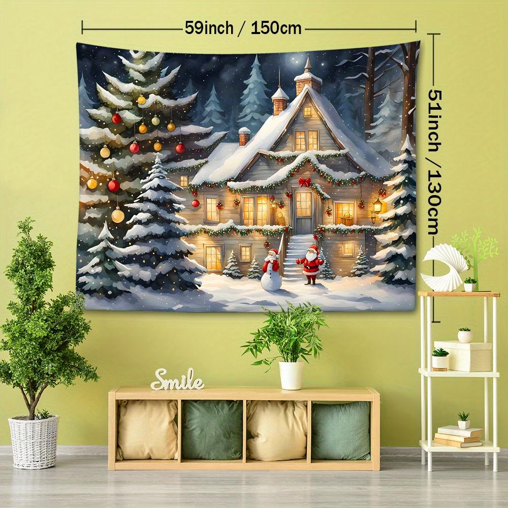 1pc Christmas Tree Festive Tapestry, 49.61x125.98inch, Polyester Woven Wall Hanging, Soft and Flat Fabric, No Power Required, Bedroom & Living Room De