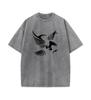 2025 Summer 100% Cotton Washed Old Craft Oversized T Shirt Big Size O-neck Oversized Men T Shirt Eagle Print