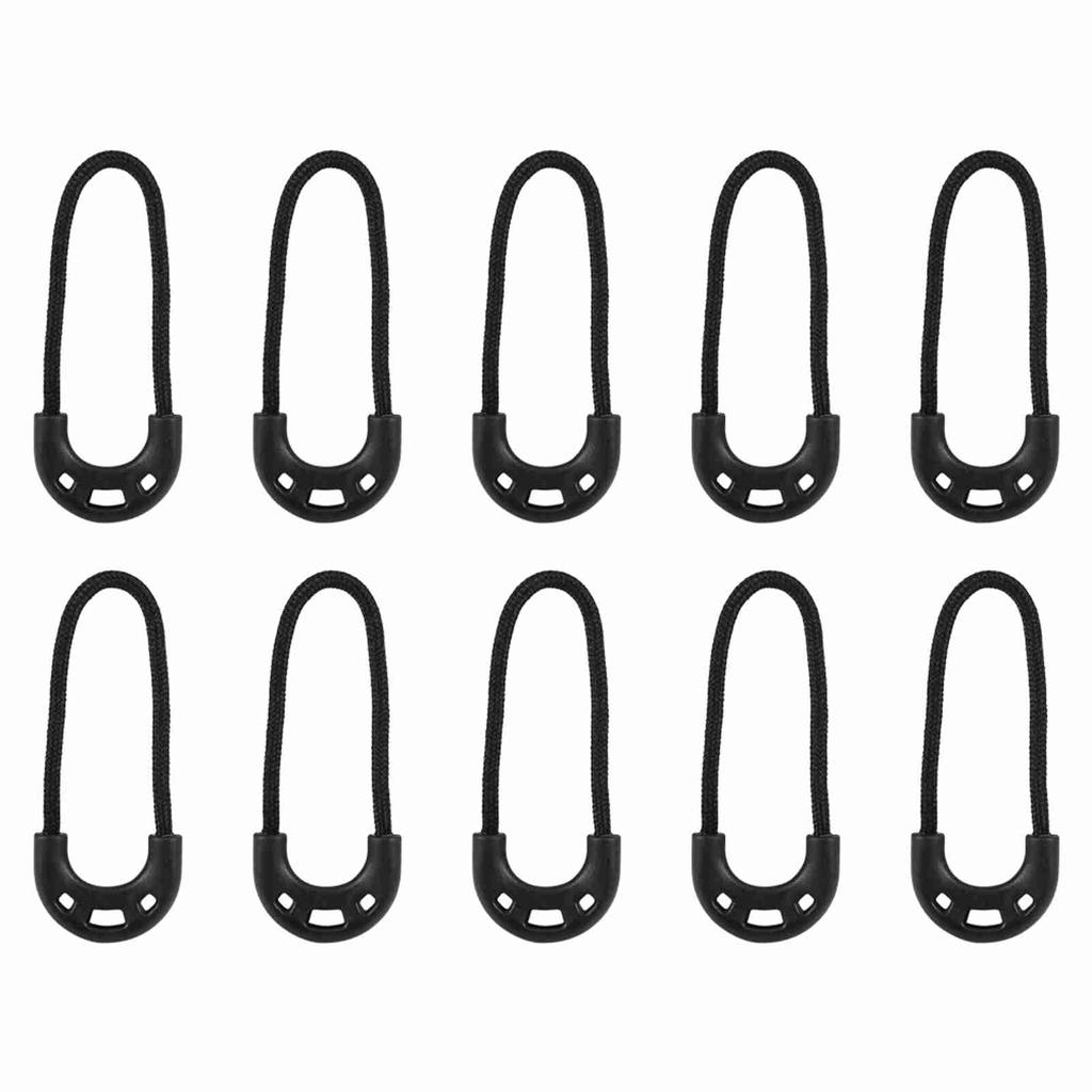 10pcs Bag EDC Black Small Zipper Pulls Cord Rope For Outdoor Travel Clothing Backpack Accessory