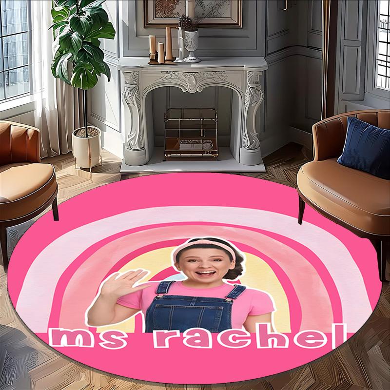 1pc Ms Rachel3 Design Printed Area Round Carpet for Bedroom Living Room Home Decor Rugs Mat Non Slip Mat Rug for Bedside