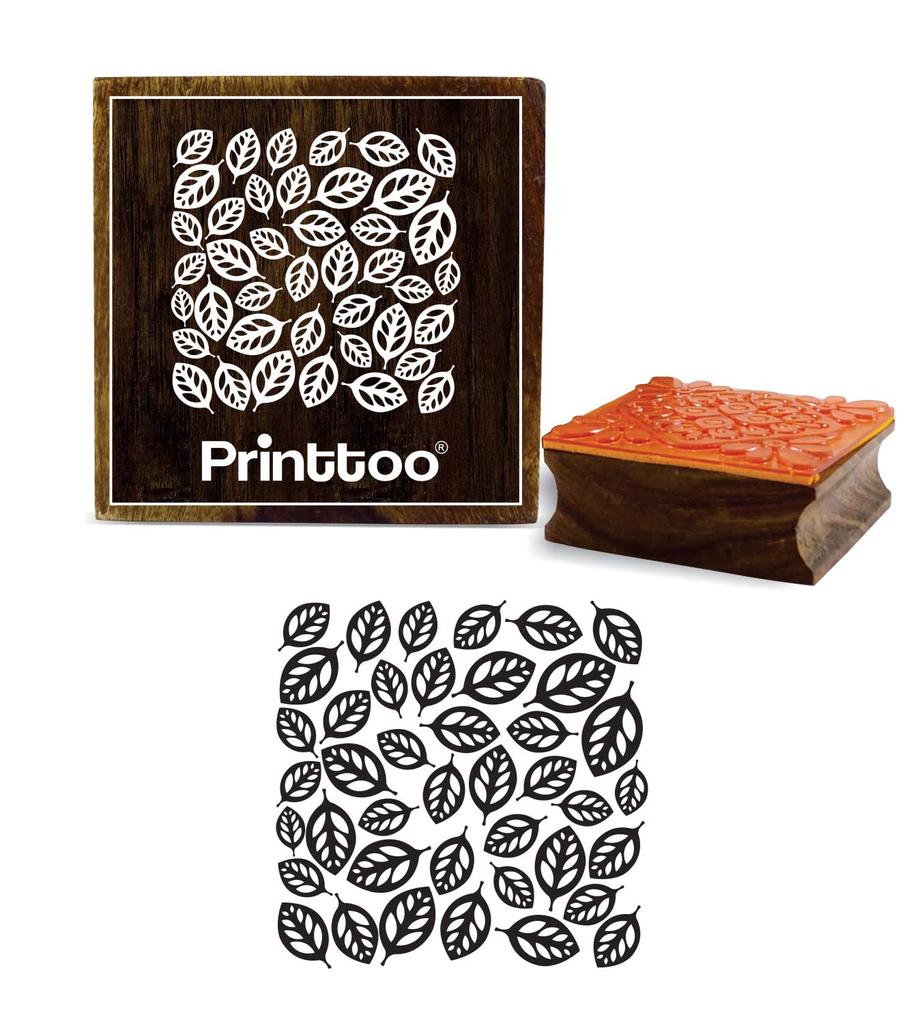 Printtoo Scrap-booking Квадратный деревянный резиновый штамп Штампы для крафта в виде листьев-2 x 2