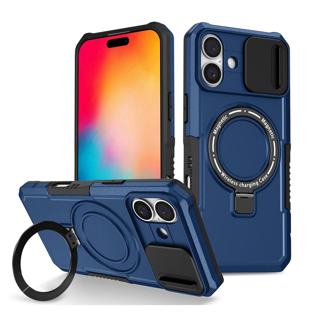 KEYSION Чехол-подставка с магнитным кольцом для MagSafe для iPhone 16 Pro Max Slide Camera Protection Противоударный чехол для телефона iPhone 16