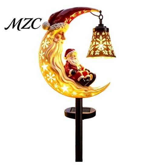 Santa Claus Decor Lamp Moon Garden Stake Light, Solar Powered with Stake, Holiday Decorative Light for Outdoor Yard Lawn Patio