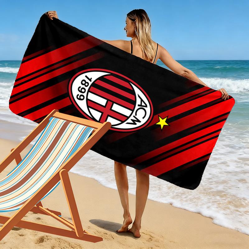 AC Milan Print Beach Towel, Large Soft Quick Dry Towel for Beach Camping Swimming