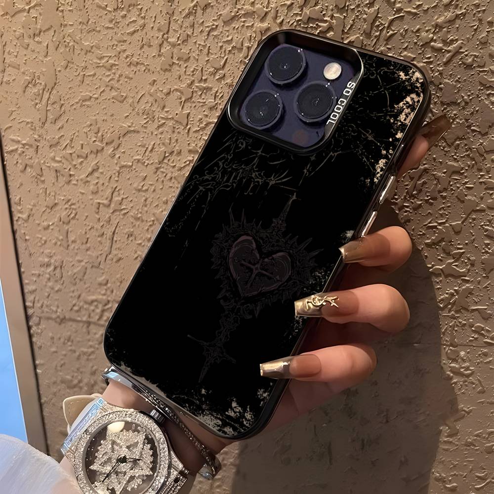 Готический кокетливый киберсигилизм Чехол для телефона Для iPhone 16,15,14,13,12,11,Pro,XS,Max,Plus,Mini,SE Черный Конфетный Матовый Ударопрочный Чехол