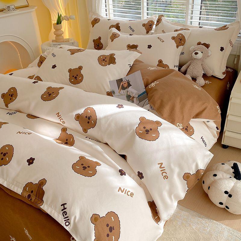 Комплект из четырех простыней, постельное белье, пододеяльник из стираного хлопка с пескоструйной обработкой, простыня, односпальное одеяло для спальни, комплект из трех предметов