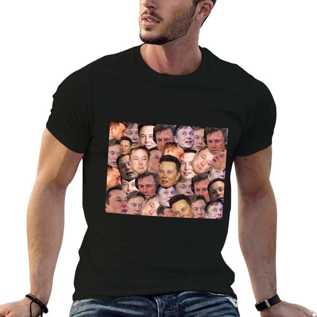 Elon Musk Collage T-Shirt Holiday Party T-Shirt for Men