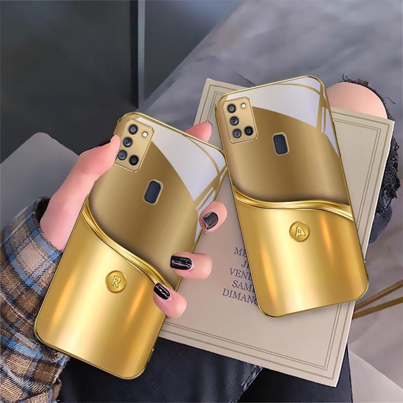 Металлические буквы Для Samsung A 31 32 A33 A34 35 14 A15 13 A16 25 A26 50 52 53 54 55 56 70 71 72 73 Золотой стеклянный чехол для телефона