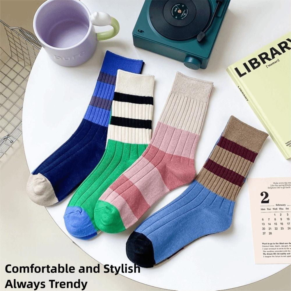 A Pair Warm Mid Tube Socks Soft Long Socks Fashion Cotton Socks at All Seasons