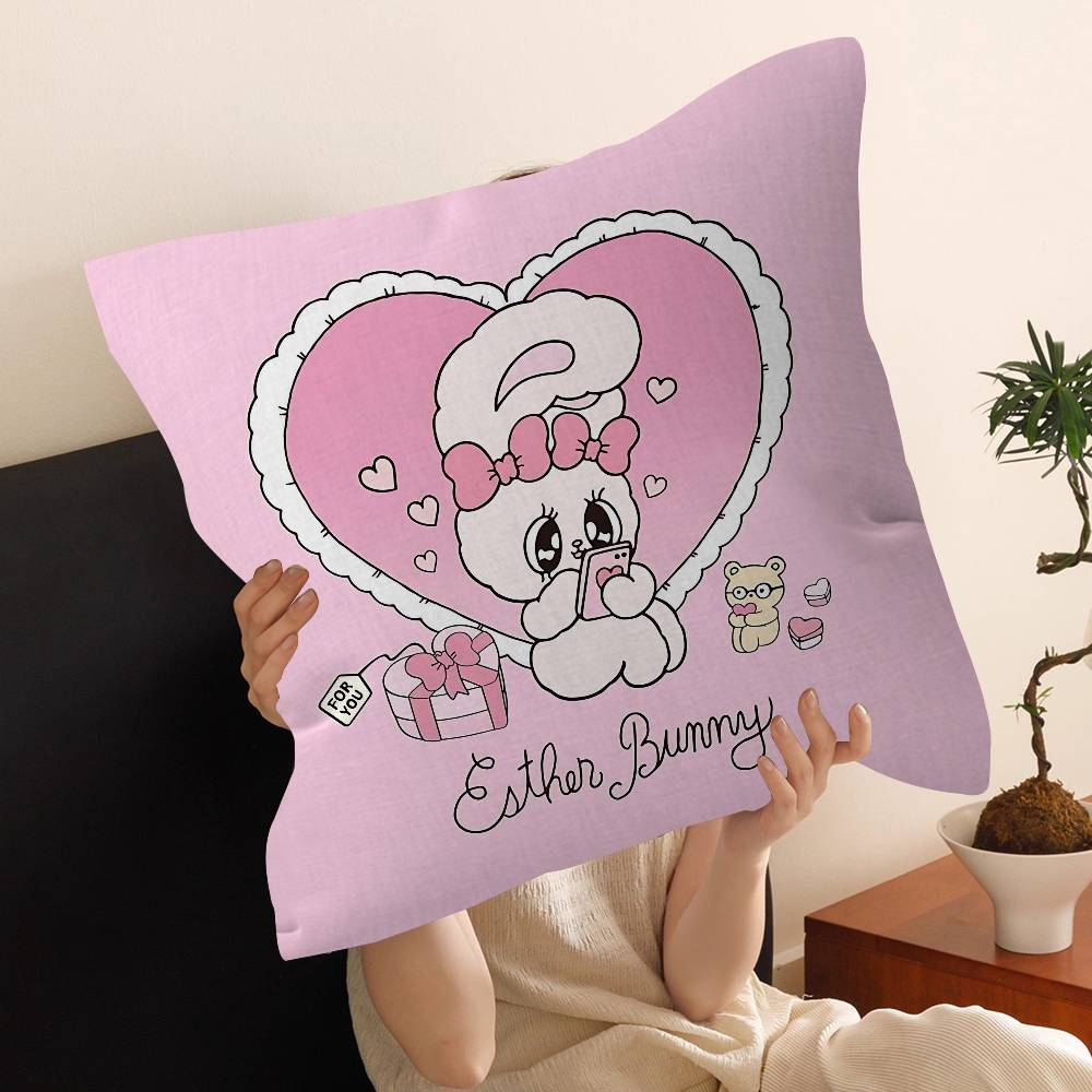 EEsther Bunny Cartoon Pillow Cover for Bedroom Room and Living Room Sofa Decorative Cushion Cover