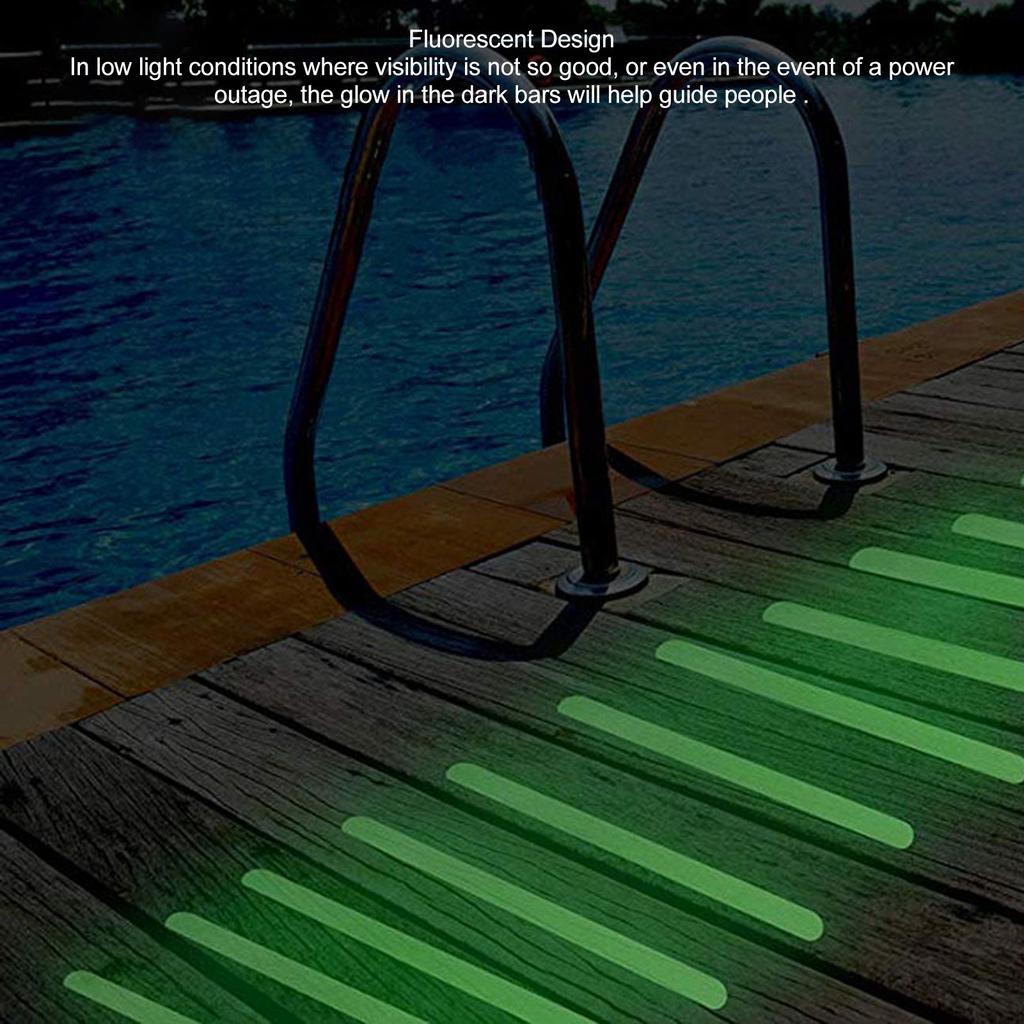 24PCS Anti Slip Traction Tread 2x38cm Green Fluorescent Outdoor Non Skid Tape for Stairs