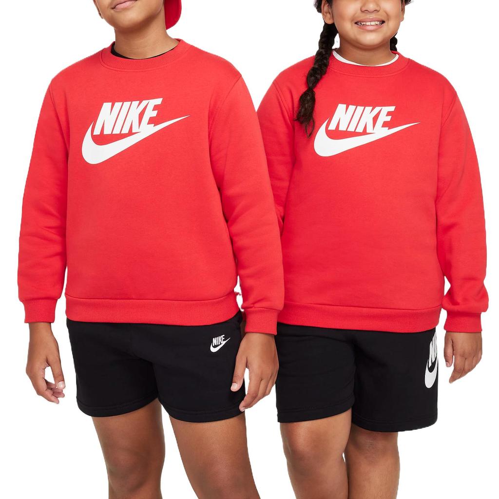 Nike Простой стильный свитшот с круглым вырезом и длинными рукавами, детские топы, университетский красный FD2993-657
