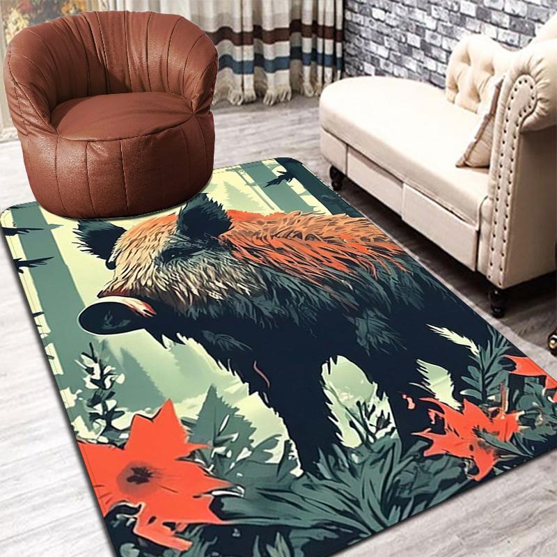 Wild Boar Rug Floor Mat for Living Room or Bedroom Soft and Comfortable Carpet a Gift for Birthday and Holiday.MFF0918611