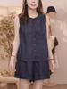 Women's Summer Linen Slimming Two-Piece Set: Sleeveless Sport Shirt & Shorts