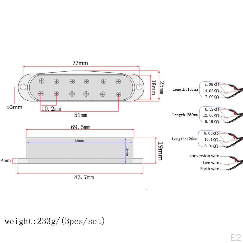 3 Pcs Alnico Pickup M/N/B for ST Electric Guitar