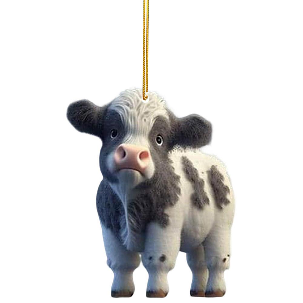 Cartoon Cow Christmas Tree Ornament Creative Cute Car Pendant Atmosphere Decoration Hanging Pendant Home Tree Decor Accessories