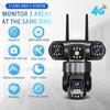 New V380pro 15MP 3 Lens 4G/Wifi Camera AI Human Detection Night Vision Waterproof Security Video Surveillance IP Camara 8K CCTV Monitor
