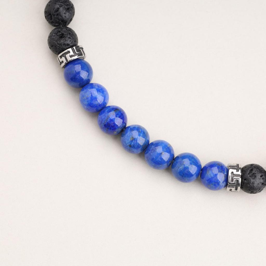 GAVU Men's Lapis Lazuli and Lava Stone Magnetic Power Stone Bracelet
